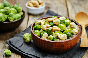 How to lose weight. Brussel Sprouts with cashew nuts are a nutrient dense dish that helps us lose weight